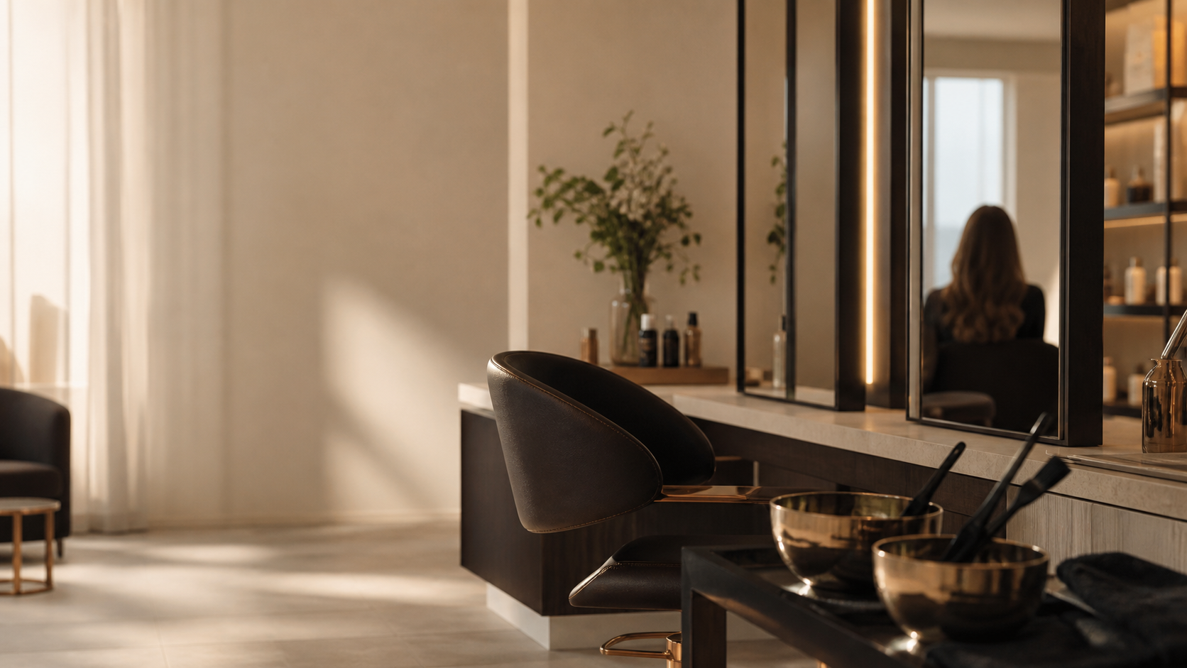 Ruhige Salonatmosphäre mit hochwertigem Licht